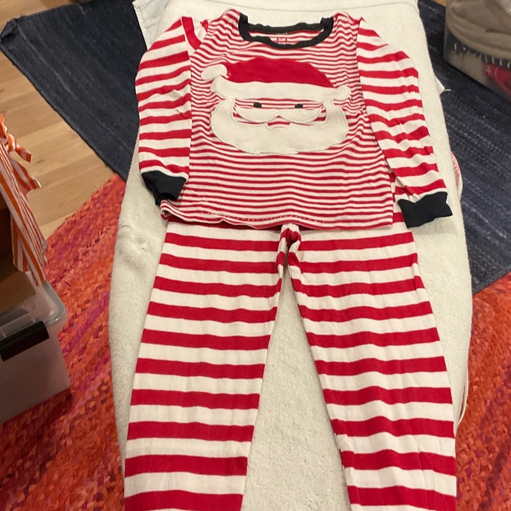Kids Red and White Santa Stripe Pajama Set